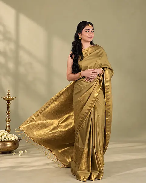 Heritage Imprints- Mustard Yellow Saree