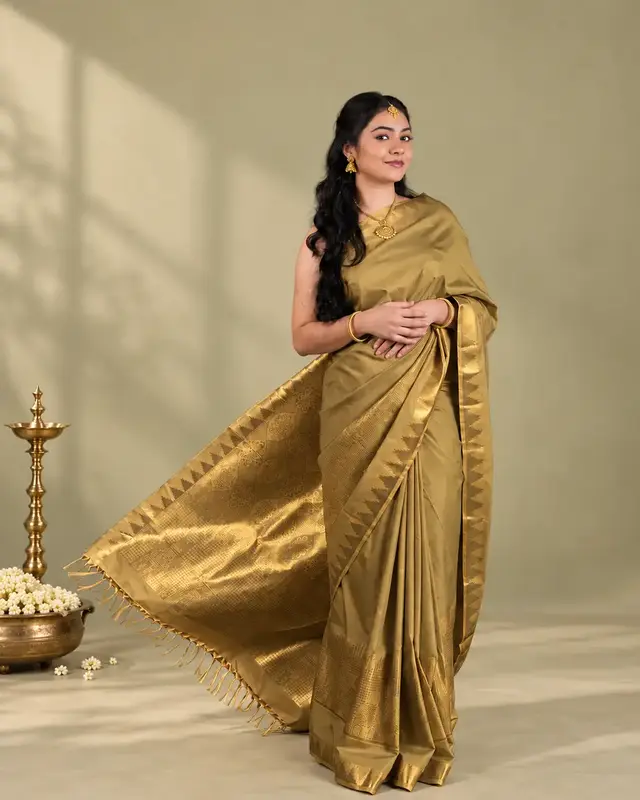 Heritage Imprints- Mustard Yellow Saree