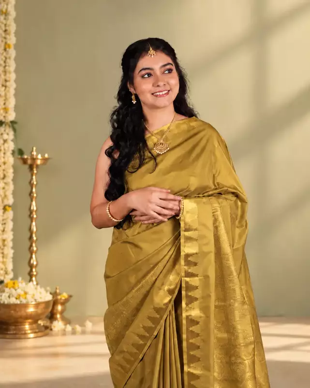 Heritage Imprints- Mustard Yellow Saree
