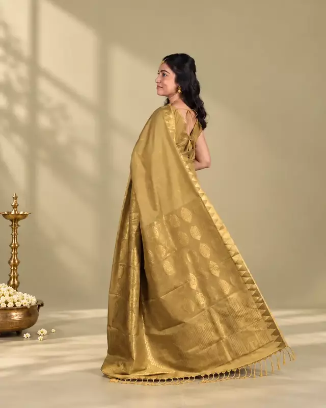 Heritage Imprints- Mustard Yellow Saree