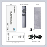 Norwii N96s Wireless Spotlight Presentation Remote Rechargeable Type A-32GB UDisk Receiver Digital & Physical Laser Pointer Presenter for LED LCD TV Air Mouse,Timer, Highlight, Magnify Win/Mac
