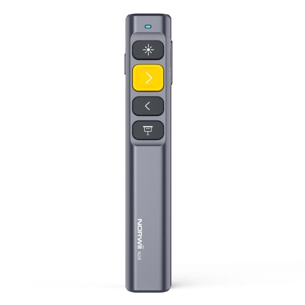 NORWII N28 2.4 GHz Wireless Red Laser Pointer Presentation Clicker PPT Remote Clicker Supports Hyperlink/Full Black Screen Keys Can be Customized/Not Compatible with LED LCD TV