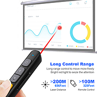 NORWII N29 2.4 GHz Wireless Red Laser Pointer Presentation Clicker with 300 FT Long Range, PPT Remote Clicker, Supports Hyperlink/Volume Up Down/Keys Can be Customized (Battery Not Included)