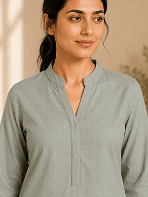Safari Green Cotton Denim Co-Ord Set (Top & Pant) Safari Green Cotton Denim Co-Ord Set (Top & Pant)