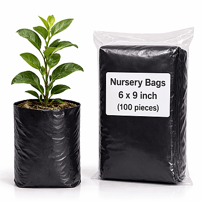 Nursery Grow Bags 6×9 Inch – Heavy Duty Black Poly Plant Bags for Gardening (100 Pieces Pack)