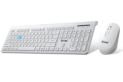 EVM WIRELESS KEYBOARD & MOUSE COMBO WLK-018 & EWLM-450 WHITE EVM WIRELESS KEYBOARD & MOUSE COMBO WLK-018 & EWLM-450 WHITE