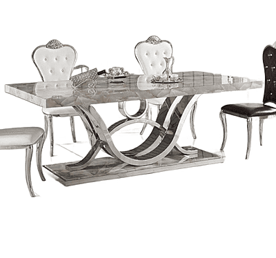 Vikinterio Top Chrome Base Six Seater Dining Table Set Vikinterio Top Chrome Base Six Seater Dining Table Set