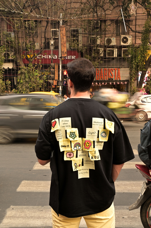 STICKY NOTES KANTHA T-SHIRT