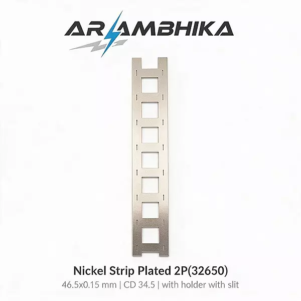 Nickel Strip Plated 2P(32650)  46.5x0.15 mm CD 34.5 with holder with slit