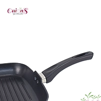 Onions Non Stick Square Grill Fry pan, Dai- 24 CM Black, 1 Pc