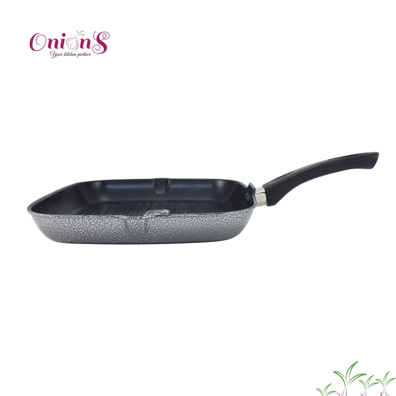 Onions Non Stick Square Grill Fry pan, Dai- 24 CM Black, 1 Pc