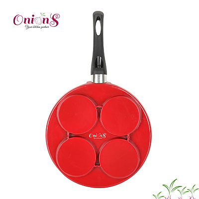 Onions Non Stick Aluminium Heavy Duty 4 Cavity Uttapam Pan/Snack Try/Pan Cake Tawa Single Handle,