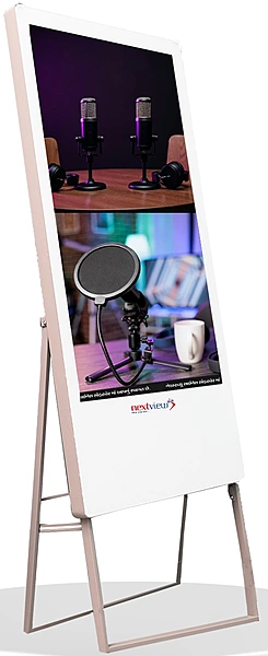 Nextview 43 Inch Digital Signage Floormount Adjustable White 4K NVSG4K43BBL