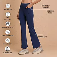 Ultimate Comfort Cotton Stretch Flare Leggings with Anti Slip Waist & Pockets NYAT503