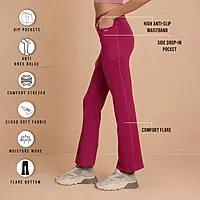 Ultimate Comfort Cotton Stretch Flare Leggings with Anti Slip Waist & Pockets NYAT503