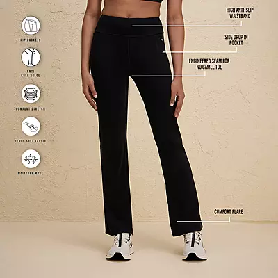 Ultimate Comfort Cotton Stretch Flare Leggings with Anti Slip Waist & Pockets NYAT503