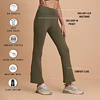 Ultimate Comfort Cotton Stretch Flare Leggings with Anti Slip Waist & Pockets NYAT503
