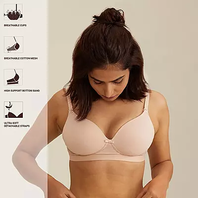 Nykd Breathe Cotton Transparent Back Padded Non Wired T-Shirt Bra NYB007 Nykd Breathe Cotton Transparent Back Padded Non Wired T-Shirt Bra NYB007