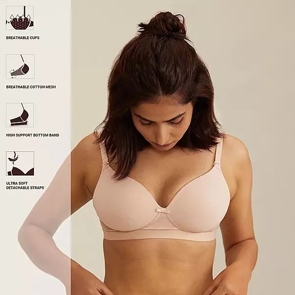 Nykd Breathe Cotton Transparent Back Padded Non Wired T-Shirt Bra NYB007