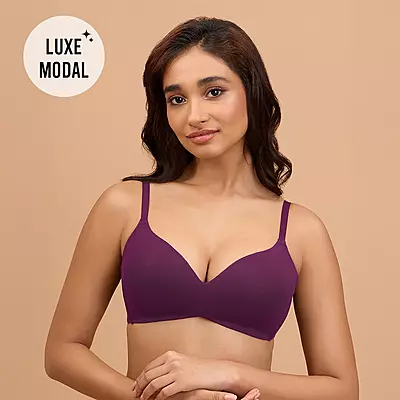 Nykd by Nykaa Super Soft Luxe Modal Padded Non Wired 3/4th Coverage T Shirt Bra NYB013 Nykd by Nykaa Super Soft Luxe Modal Padded Non Wired 3/4th Coverage T Shirt Bra NYB013