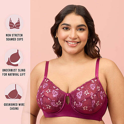 Nykaa Embroidered Floral Lace Wired Bra NYB292