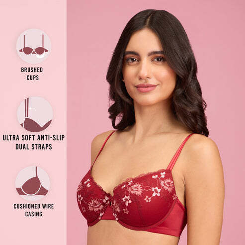 Nykaa Embroidered Floral Lace Demi Bra NYB294
