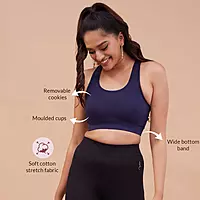 Nykd By Nykaa Cotton Stretch Slip On Sports Bra with Removable Cups NYK059
