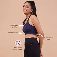 Nykd By Nykaa Cotton Stretch Slip On Sports Bra with Removable Cups NYK059