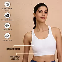 Nykd By Nykaa Cotton Stretch Slip On Sports Bra with Removable Cups NYK059
