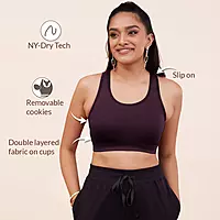 Nykd By Nykaa Cotton Stretch Slip On Sports Bra with Removable Cups NYK059