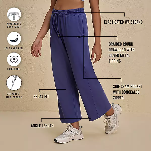 Nykd By Nykaa  Comfort Cotton French Terry Straight Leg Lounge Track Pants-NYLE606