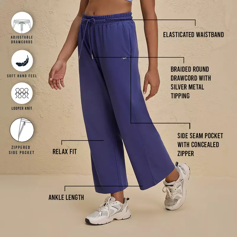 Nykd By Nykaa  Comfort Cotton French Terry Straight Leg Lounge Track Pants-NYLE606