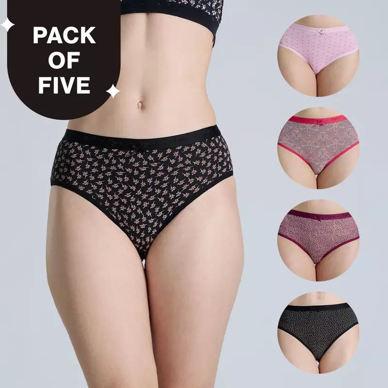 Nykd By Nykaa Mid Rise Hipster Panty with Outer Elastic-NYP391-prints may vary (Shipped Assorted)