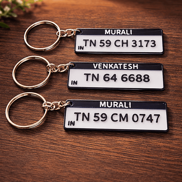 Custom Vehicle Number Plate Keychain