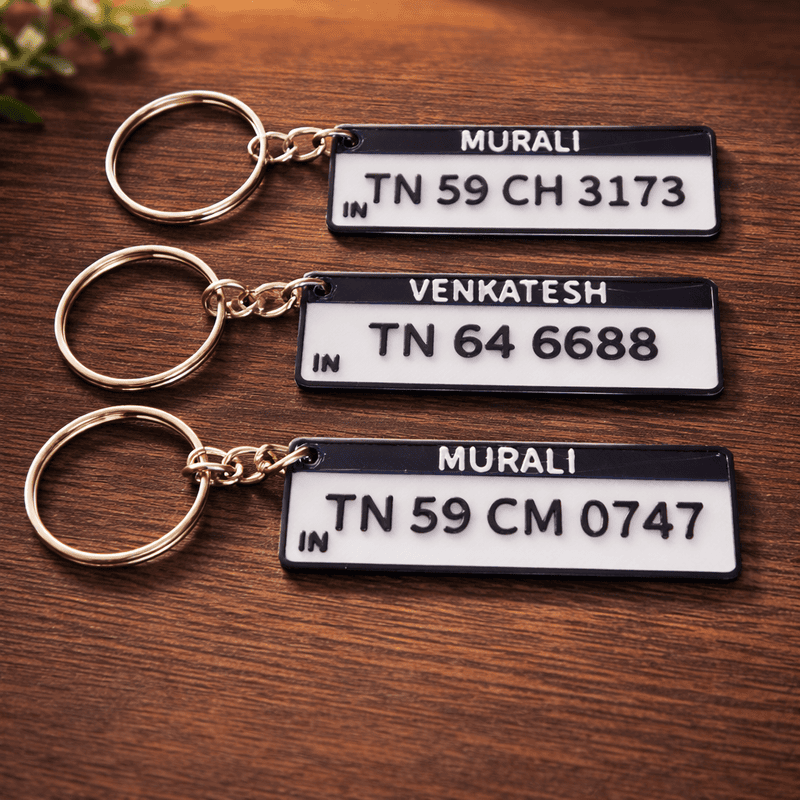 Custom Vehicle Number Plate Keychain