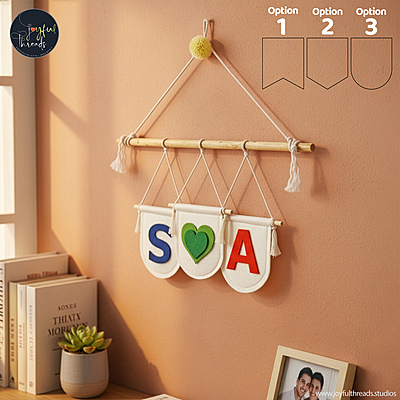 Felt Name Initials Flag Hangings Handcrafted & Personalized