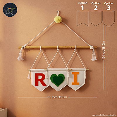 Felt Name Initials Flag Hangings Handcrafted & Personalized