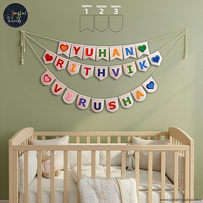 Personalized Custom Name Felt Flag Garland