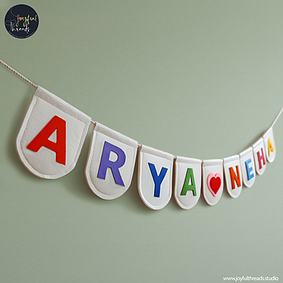 HeartStrings Personalized Name Felt Flag Garland