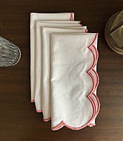 Nature Abani Scallop Edge Cloth Napkins – Set of 4, 100% Cotton, Reusable & Washable Table Napkins