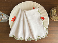 Nature Abani Scallop Edge Cloth Napkins – Set of 4, 100% Cotton, Reusable & Washable Table Napkins