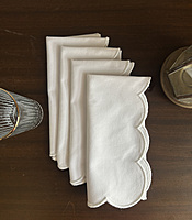 Nature Abani Scallop Edge Cloth Napkins – Set of 4, 100% Cotton, Reusable & Washable Table Napkins