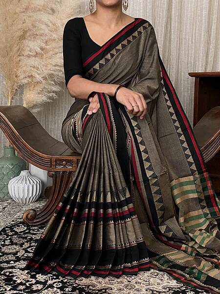 Ash Colour Narayanpet cotton saree