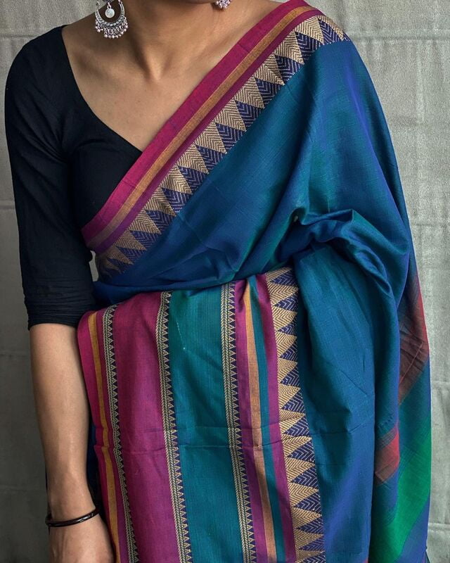 Blue Narayanpet cotton sarees