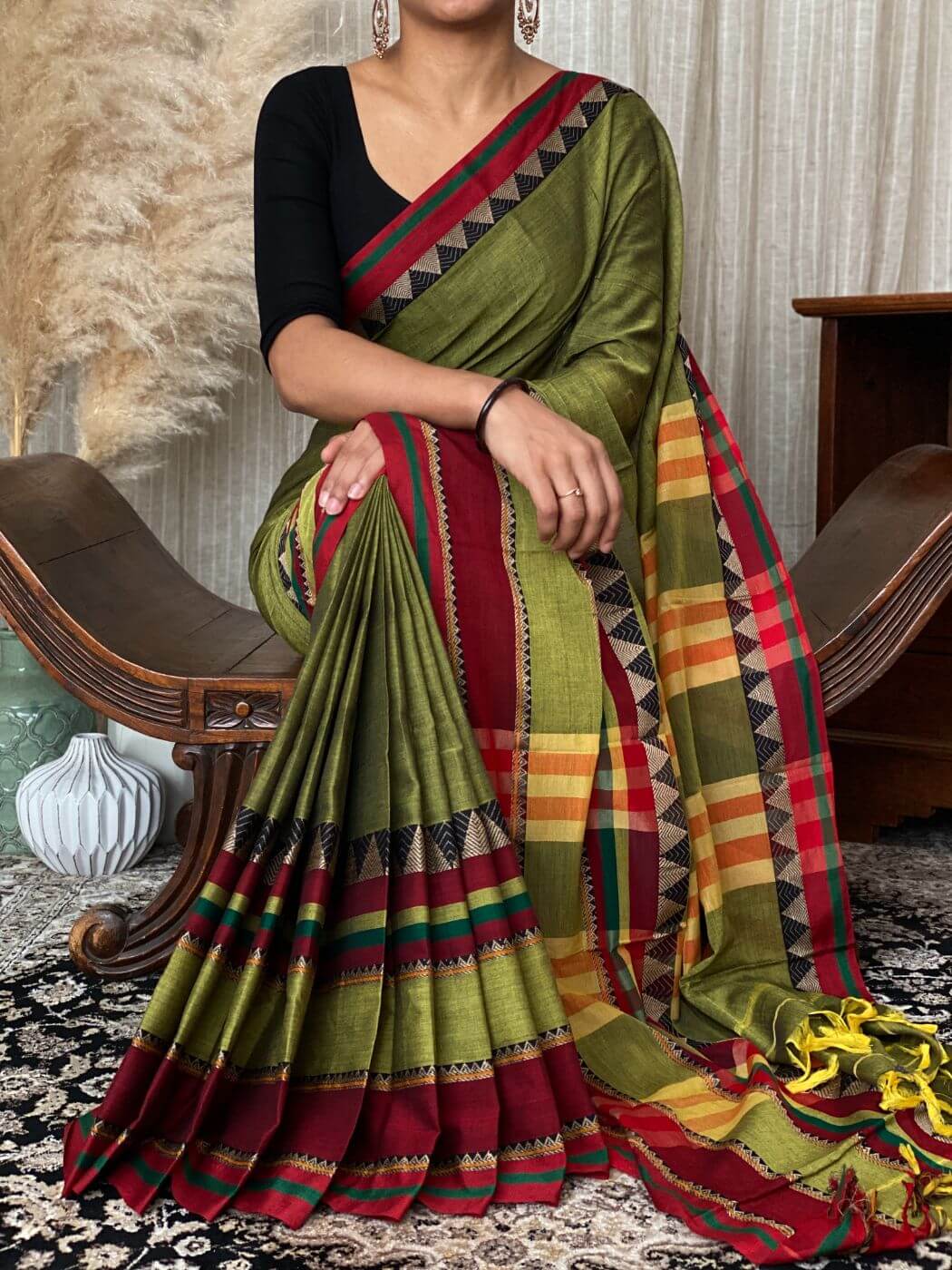 Purple colour narayanpet cotton saree