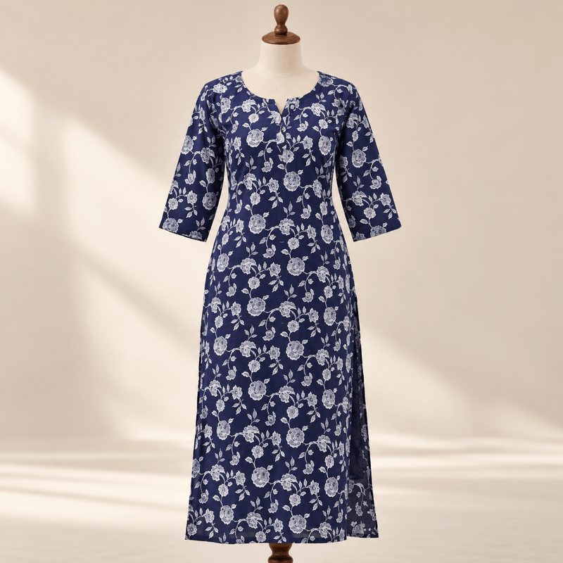 23jf navy blue slit cotton top