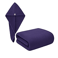 Navy Aura Cotton Bath Towel & Hair Wrap