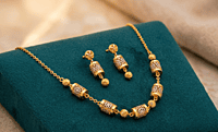 18 kt Gold Two-Tone Golden Barrel Necklace Set