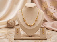 18 kt Gold Two-Tone Golden Barrel Necklace Set