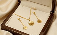 18 kt Gold Gilded Daisy Necklace Set